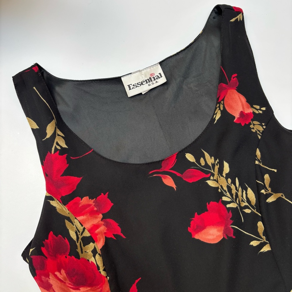 Vintage Black, Floral Mini Dress
